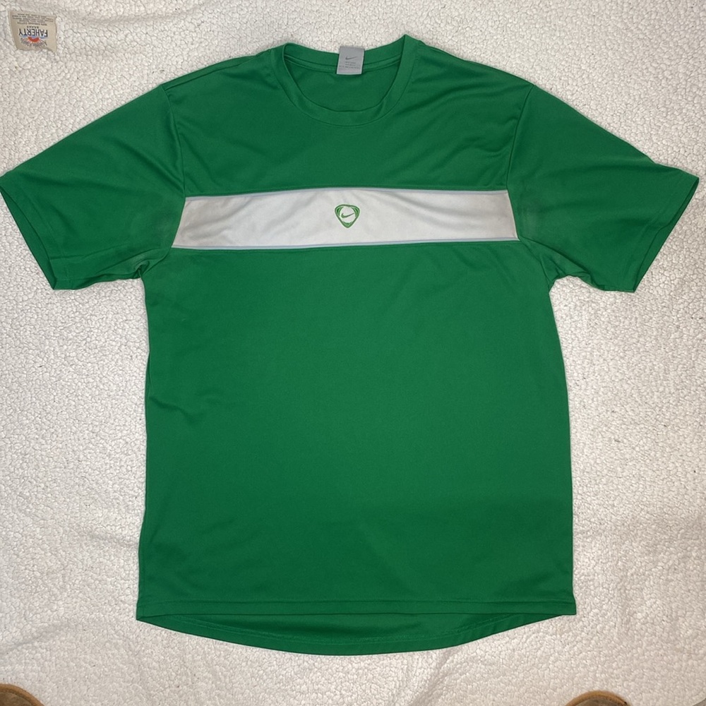 Y2K Nike Green Center Check T-Shirt: Size Large